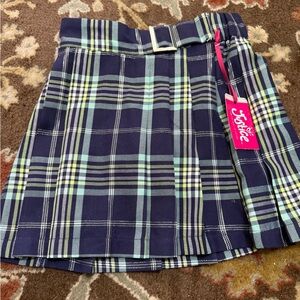 Justice Blue and Green Plaid Mini Skirt